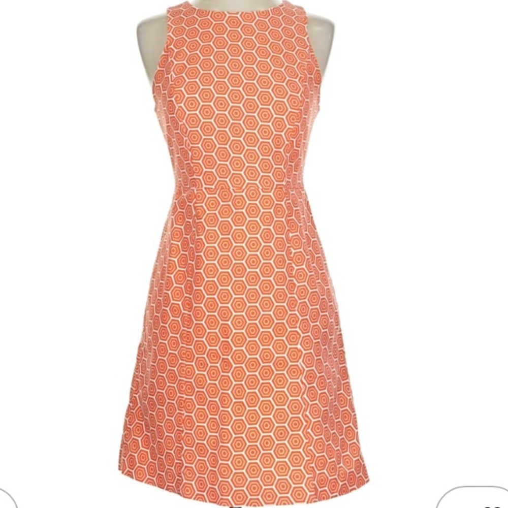 GAP Orange and white Hexagon Pattern Mini Dress